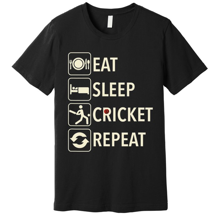 Vintage Eat Sleep Cricket Repeat Cricket Player Premium T-Shirt