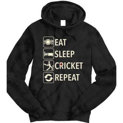 Vintage Eat Sleep Cricket Repeat Cricket Player Tie Dye Hoodie