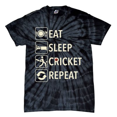 Vintage Eat Sleep Cricket Repeat Cricket Player Tie-Dye T-Shirt