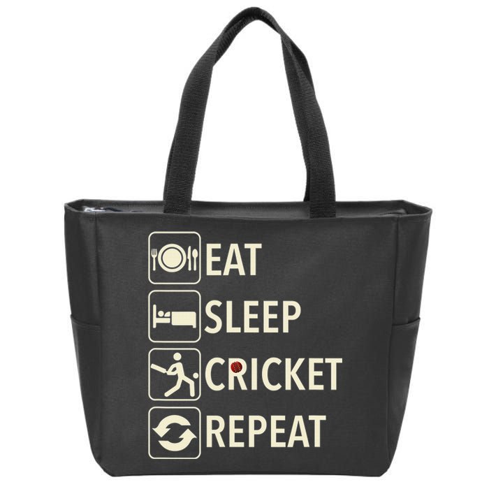 Vintage Eat Sleep Cricket Repeat Cricket Player Zip Tote Bag