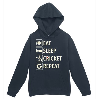 Vintage Eat Sleep Cricket Repeat Cricket Player Urban Pullover Hoodie