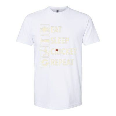 Vintage Eat Sleep Cricket Repeat Cricket Player Softstyle CVC T-Shirt