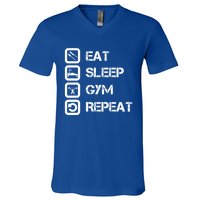 Vintage Eat Sleep Gym Repeat Gift V-Neck T-Shirt