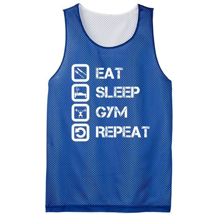 Vintage Eat Sleep Gym Repeat Gift Mesh Reversible Basketball Jersey Tank