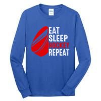 Vintage Eat Sleep Hockey Repeat Retro Hockey Players Gift Tall Long Sleeve T-Shirt