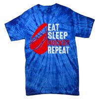 Vintage Eat Sleep Hockey Repeat Retro Hockey Players Gift Tie-Dye T-Shirt