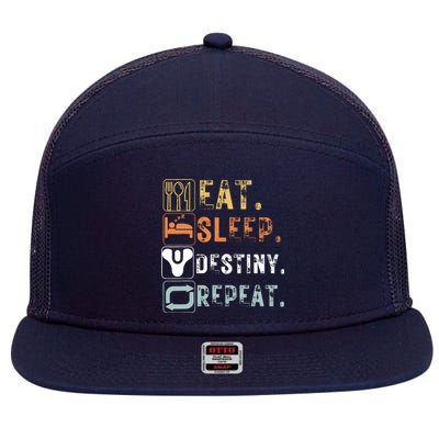 Vintage Eat Sleep Destiny Repeat Funny Eat Sleep Destiny 7 Panel Mesh Trucker Snapback Hat