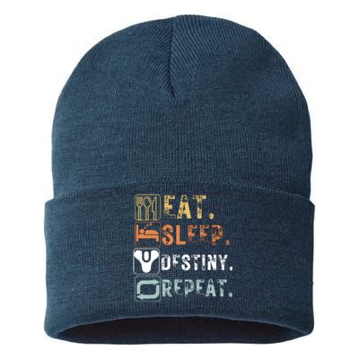 Vintage Eat Sleep Destiny Repeat Funny Eat Sleep Destiny Sustainable Knit Beanie