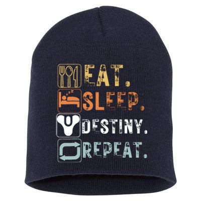 Vintage Eat Sleep Destiny Repeat Funny Eat Sleep Destiny Short Acrylic Beanie