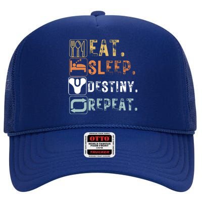 Vintage Eat Sleep Destiny Repeat Funny Eat Sleep Destiny High Crown Mesh Back Trucker Hat