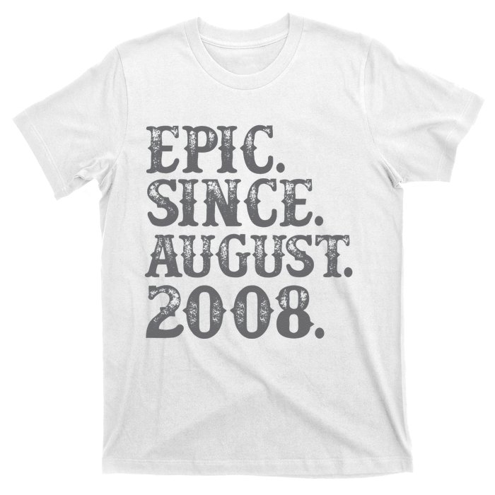 Vintage Epic Since August 2008 Birth Year Legendary Gifts T-Shirt