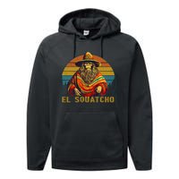 Vintage El Squatcho Bigfoot Retro Saquatch Performance Fleece Hoodie