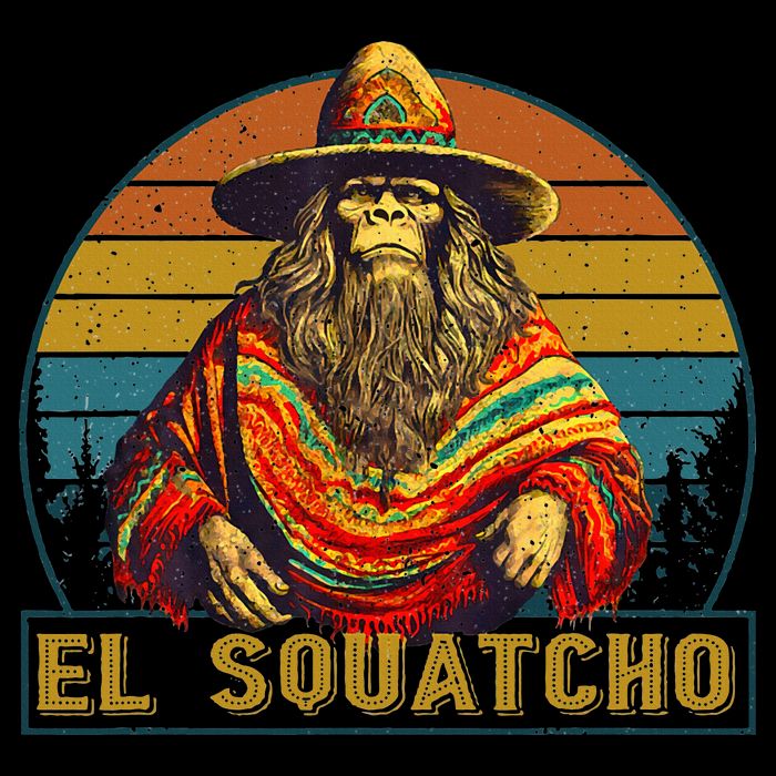 Vintage El Squatcho Bigfoot Retro Saquatch Button