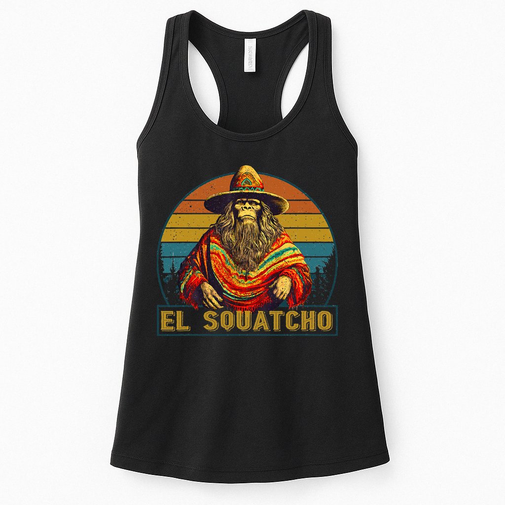 Vintage El Squatcho Bigfoot Retro Saquatch Womens Tank Top