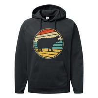 Vintage Eighties Style Hippopotamus Retro Distressed 60s 70s Performance Fleece Hoodie