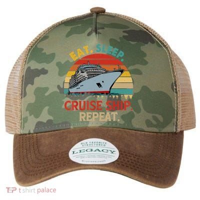 Vintage Eat Sleep Cruise Ship Repeat Funny Cruise Ship Lover Legacy Tie Dye Trucker Hat