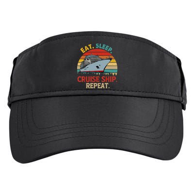 Vintage Eat Sleep Cruise Ship Repeat Funny Cruise Ship Lover Adult Drive Performance Visor