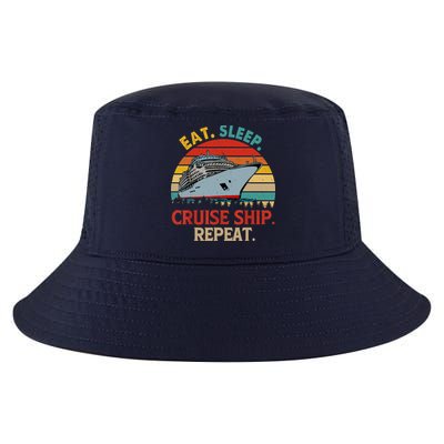 Vintage Eat Sleep Cruise Ship Repeat Funny Cruise Ship Lover Cool Comfort Performance Bucket Hat