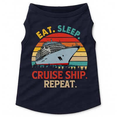 Vintage Eat Sleep Cruise Ship Repeat Funny Cruise Ship Lover Doggie Tank