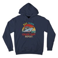 Vintage Eat Sleep Cruise Ship Repeat Funny Cruise Ship Lover Hoodie