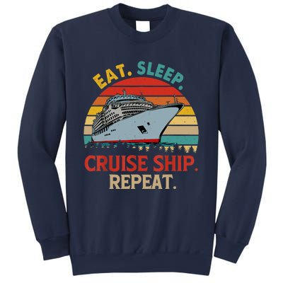 Vintage Eat Sleep Cruise Ship Repeat Funny Cruise Ship Lover Sweatshirt