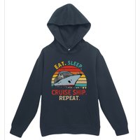 Vintage Eat Sleep Cruise Ship Repeat Funny Cruise Ship Lover Urban Pullover Hoodie