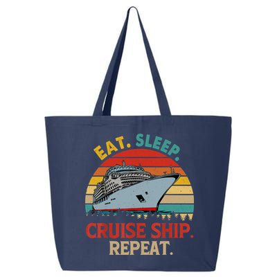 Vintage Eat Sleep Cruise Ship Repeat Funny Cruise Ship Lover 25L Jumbo Tote