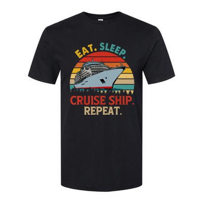 Vintage Eat Sleep Cruise Ship Repeat Funny Cruise Ship Lover Softstyle CVC T-Shirt