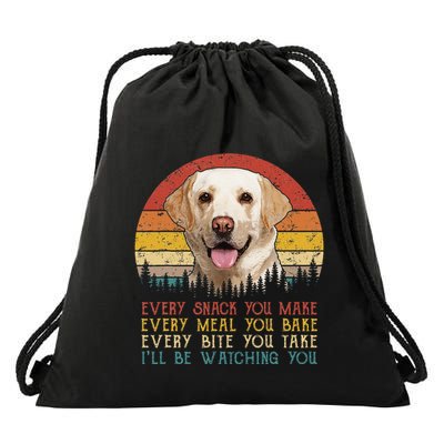 Vintage Every Snack You Make Dog Yellow Lab Retriever Drawstring Bag