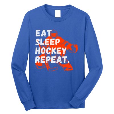 Vintage Eat Sleep Ice Hockey Repeat Sports Lovers Players Gift Long Sleeve Shirt