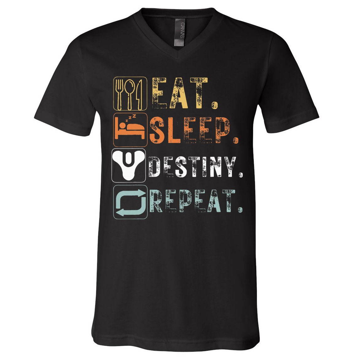Vintage Eat Sleep Destiny Repeat Funny Eat Sleep Destiny V-Neck T-Shirt