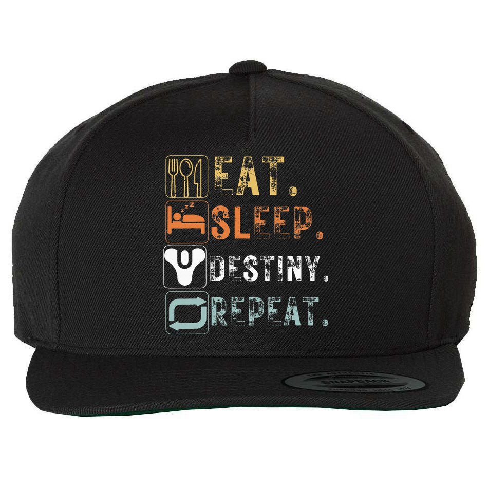 Vintage Eat Sleep Destiny Repeat Funny Eat Sleep Destiny Wool Snapback Cap