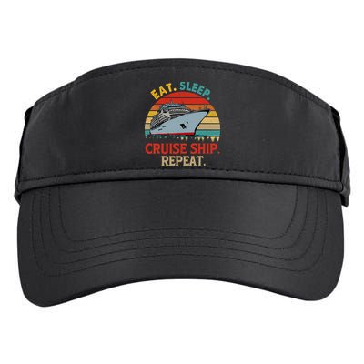 Vintage Eat Sleep Cruise Ship Repeat Funny Cruise Ship Lover Adult Drive Performance Visor