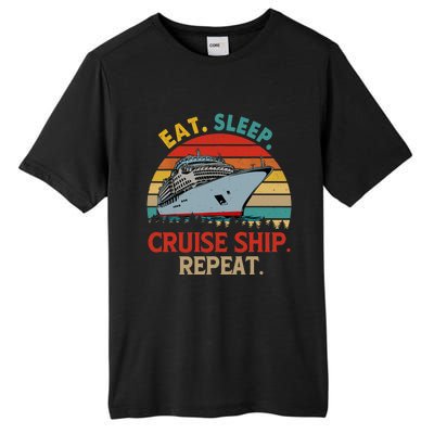 Vintage Eat Sleep Cruise Ship Repeat Funny Cruise Ship Lover Tall Fusion ChromaSoft Performance T-Shirt