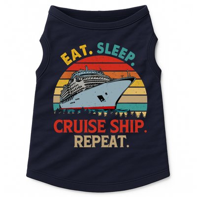 Vintage Eat Sleep Cruise Ship Repeat Funny Cruise Ship Lover Doggie Tank