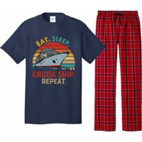 Vintage Eat Sleep Cruise Ship Repeat Funny Cruise Ship Lover Pajama Set