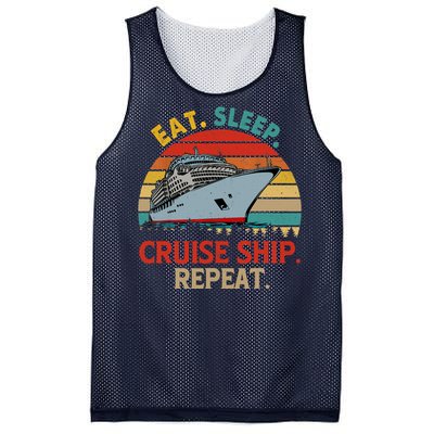 Vintage Eat Sleep Cruise Ship Repeat Funny Cruise Ship Lover Mesh Reversible Basketball Jersey Tank