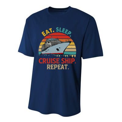 Vintage Eat Sleep Cruise Ship Repeat Funny Cruise Ship Lover Performance Sprint T-Shirt