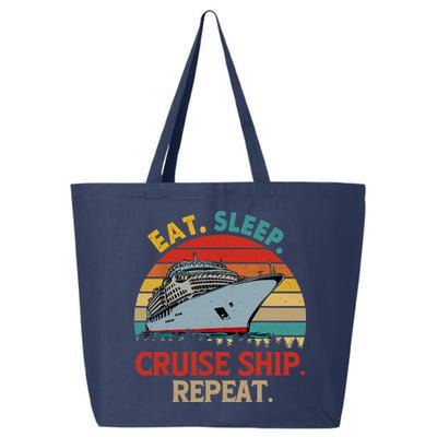 Vintage Eat Sleep Cruise Ship Repeat Funny Cruise Ship Lover 25L Jumbo Tote