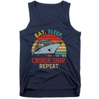 Vintage Eat Sleep Cruise Ship Repeat Funny Cruise Ship Lover Tank Top