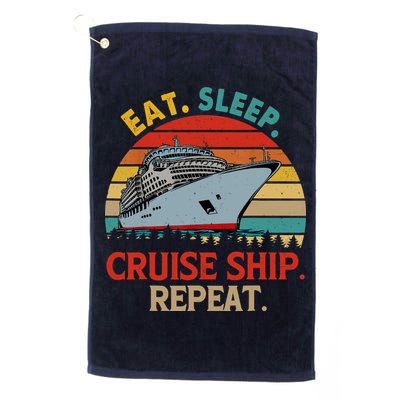 Vintage Eat Sleep Cruise Ship Repeat Funny Cruise Ship Lover Golf Towel