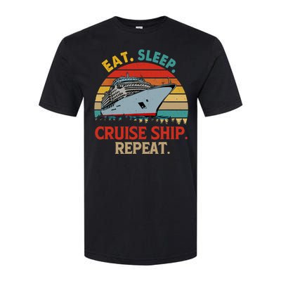 Vintage Eat Sleep Cruise Ship Repeat Funny Cruise Ship Lover Softstyle CVC T-Shirt