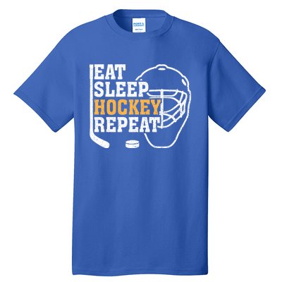 Vintage Eat Sleep Hockey Repeat Hockey Funny Ice Hockey Fan Gift Tall T-Shirt