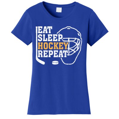 Vintage Eat Sleep Hockey Repeat Hockey Funny Ice Hockey Fan Gift Women's T-Shirt