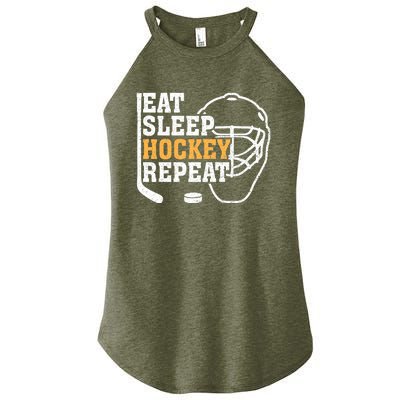 Vintage Eat Sleep Hockey Repeat Hockey Funny Ice Hockey Fan Gift Women’s Perfect Tri Rocker Tank