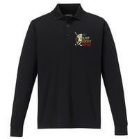 Vintage Eat Sleep Hockey Repeat Retro Ice Hockey Gift Performance Long Sleeve Polo