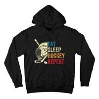 Vintage Eat Sleep Hockey Repeat Retro Ice Hockey Gift Hoodie