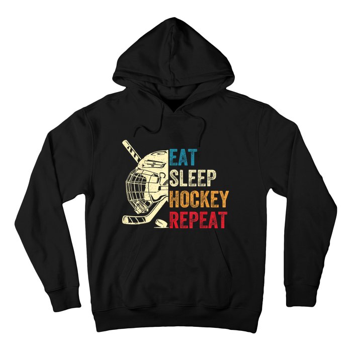 Vintage Eat Sleep Hockey Repeat Retro Ice Hockey Gift Hoodie