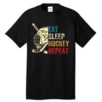 Vintage Eat Sleep Hockey Repeat Retro Ice Hockey Gift Tall T-Shirt