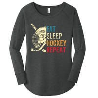 Vintage Eat Sleep Hockey Repeat Retro Ice Hockey Gift Women's Perfect Tri Tunic Long Sleeve Shirt